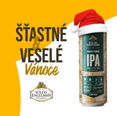 Plechovka IPA s vánoční čepicí